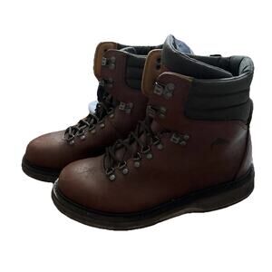 Vintage Simms Leather Mens Freestone Fly Fishing Boots Brown Felt Size 10